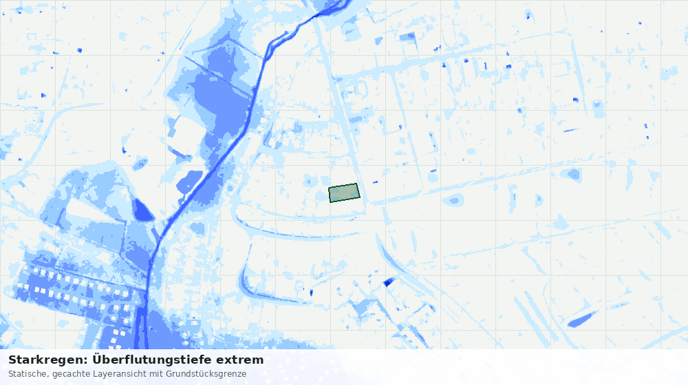 Statische Kartenansicht: Starkregen: Überflutungstiefe extrem