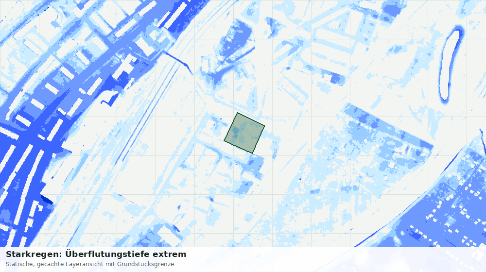 Statische Kartenansicht: Starkregen: Überflutungstiefe extrem