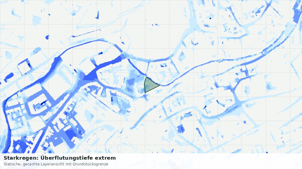 Statische Kartenansicht: Starkregen: Überflutungstiefe extrem