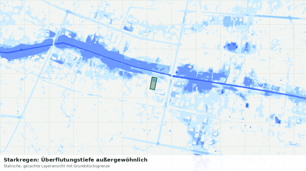 Statische Kartenansicht: Starkregen: Überflutungstiefe außergewöhnlich