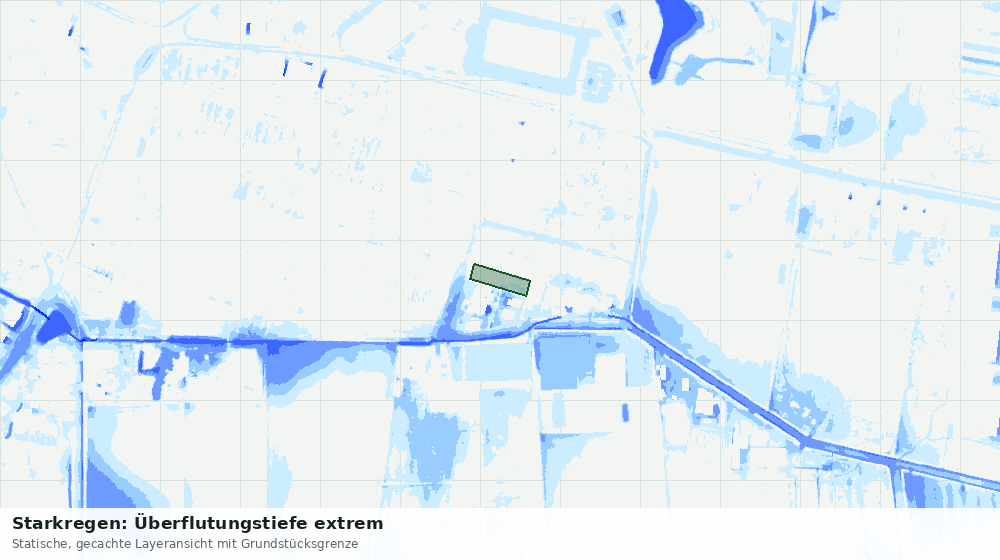 Statische Kartenansicht: Starkregen: Überflutungstiefe extrem