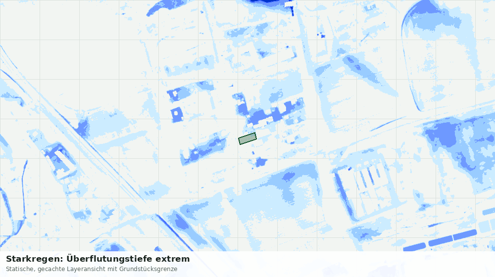 Statische Kartenansicht: Starkregen: Überflutungstiefe extrem