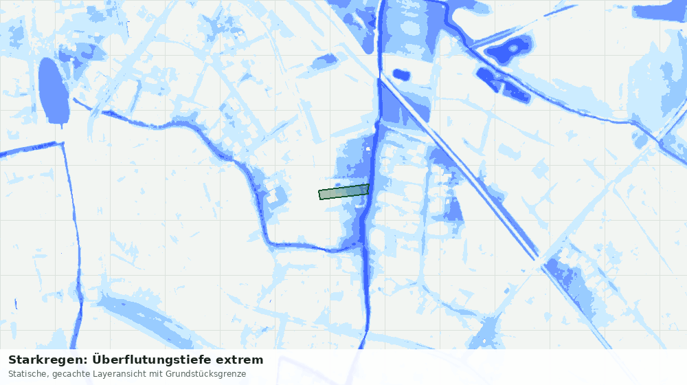 Statische Kartenansicht: Starkregen: Überflutungstiefe extrem