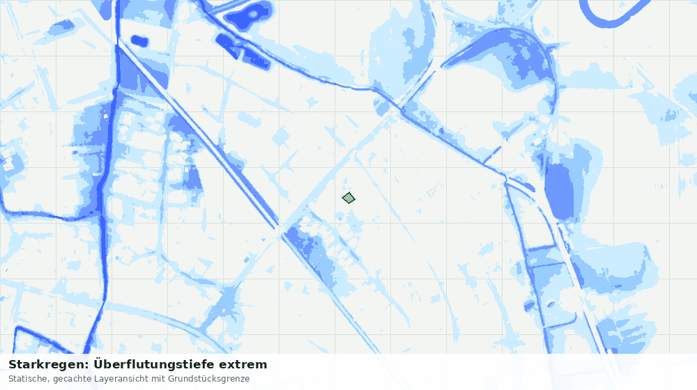 Statische Kartenansicht: Starkregen: Überflutungstiefe extrem