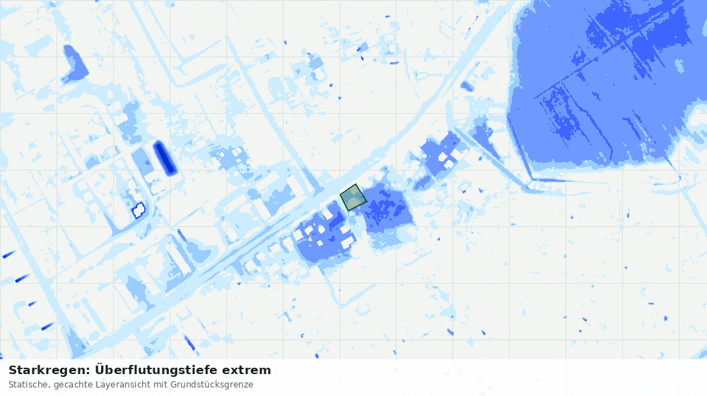 Statische Kartenansicht: Starkregen: Überflutungstiefe extrem