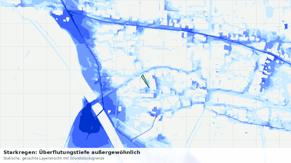 Statische Kartenansicht: Starkregen: Überflutungstiefe außergewöhnlich
