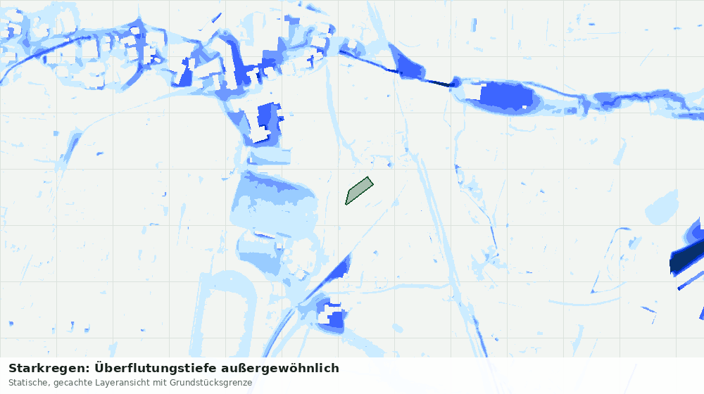 Statische Kartenansicht: Starkregen: Überflutungstiefe außergewöhnlich