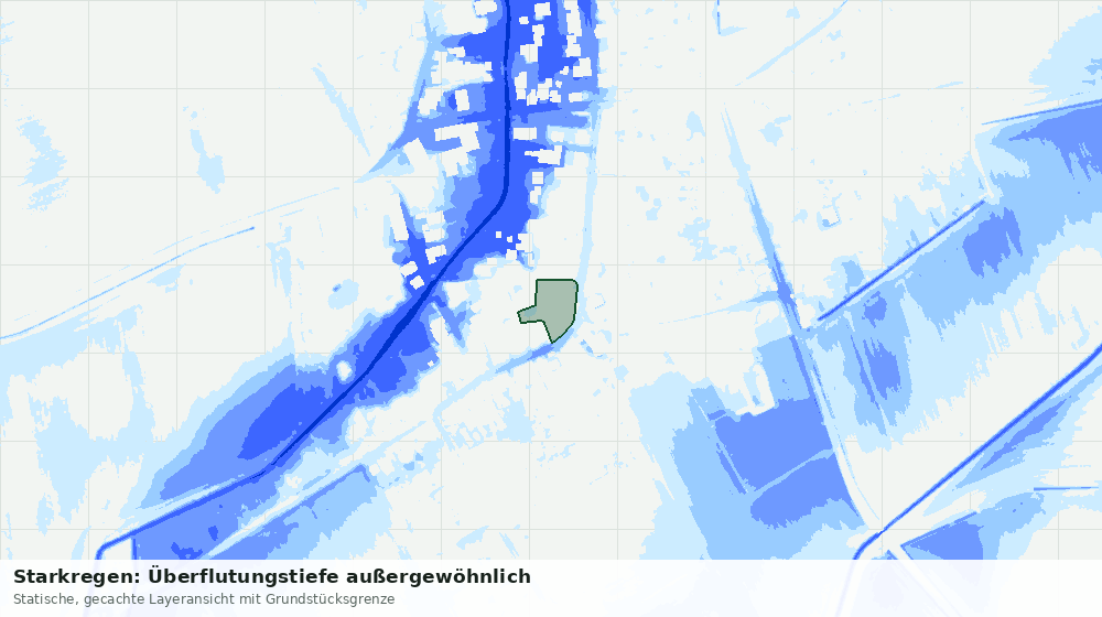 Statische Kartenansicht: Starkregen: Überflutungstiefe außergewöhnlich