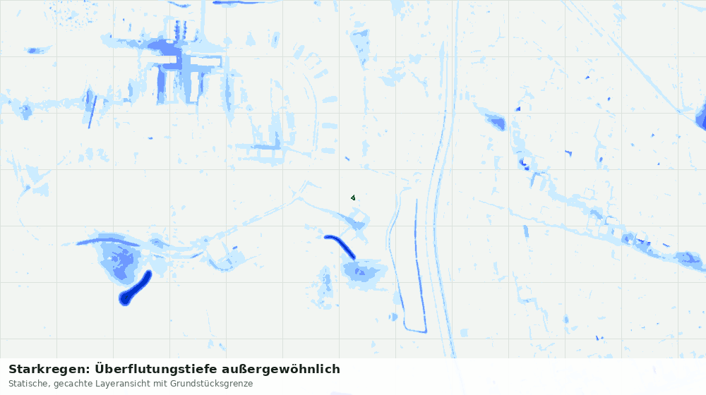 Statische Kartenansicht: Starkregen: Überflutungstiefe außergewöhnlich