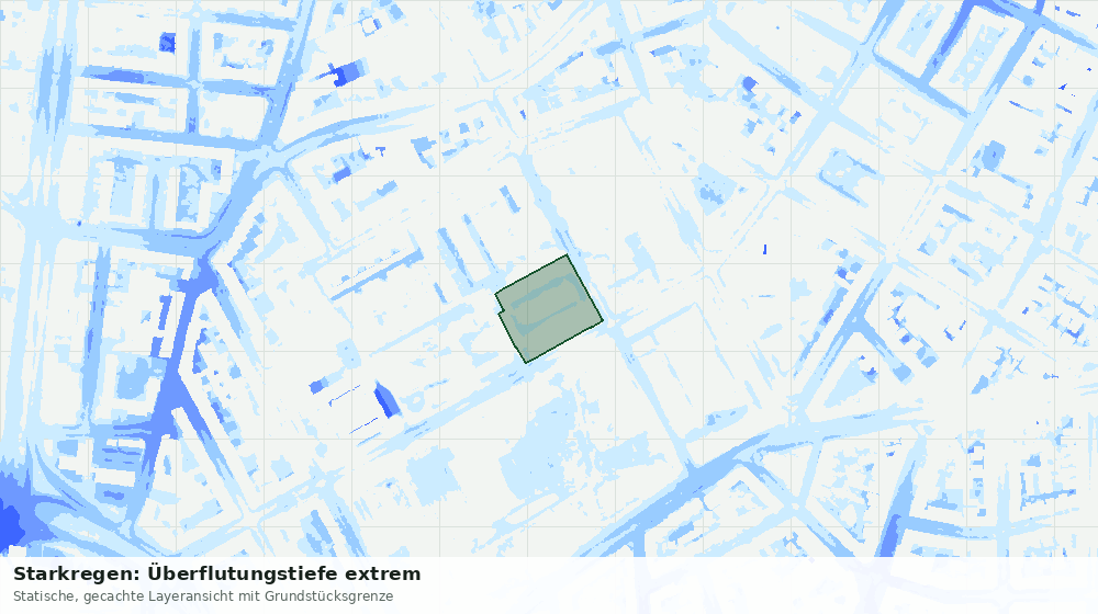Statische Kartenansicht: Starkregen: Überflutungstiefe extrem