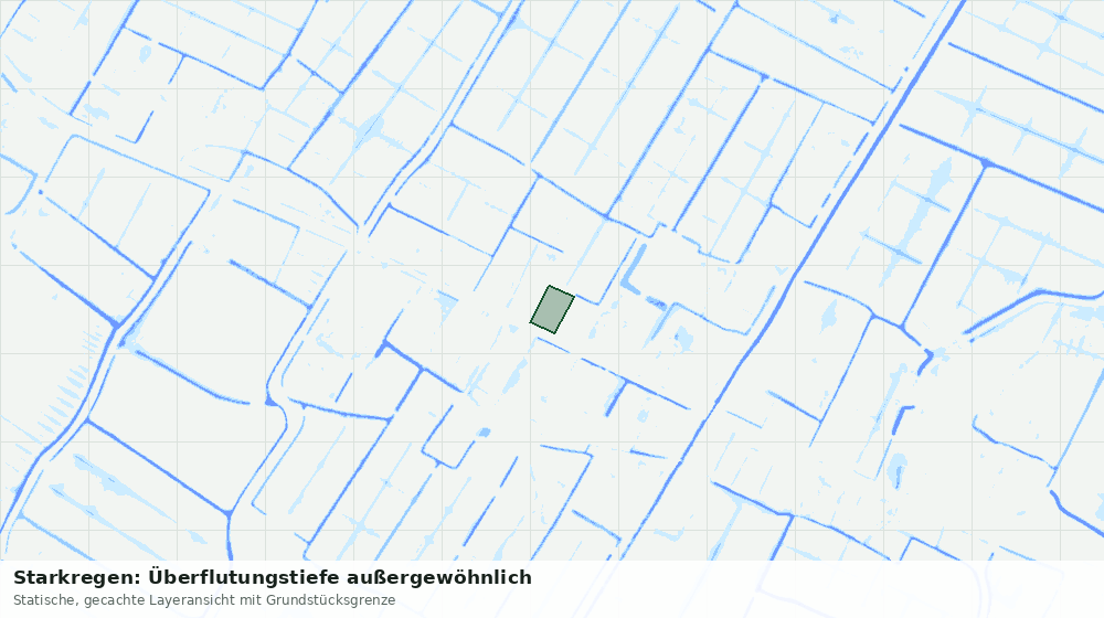 Statische Kartenansicht: Starkregen: Überflutungstiefe außergewöhnlich