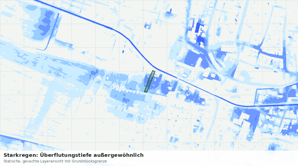 Statische Kartenansicht: Starkregen: Überflutungstiefe außergewöhnlich