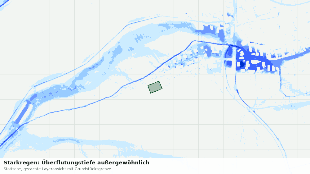 Statische Kartenansicht: Starkregen: Überflutungstiefe außergewöhnlich