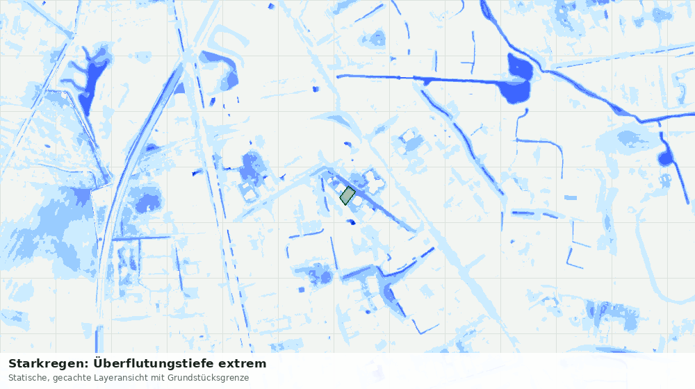 Statische Kartenansicht: Starkregen: Überflutungstiefe extrem