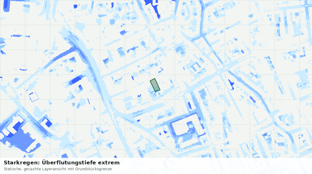 Statische Kartenansicht: Starkregen: Überflutungstiefe extrem