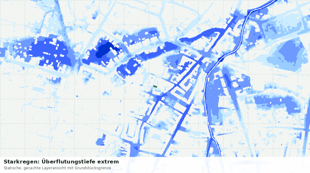 Statische Kartenansicht: Starkregen: Überflutungstiefe extrem