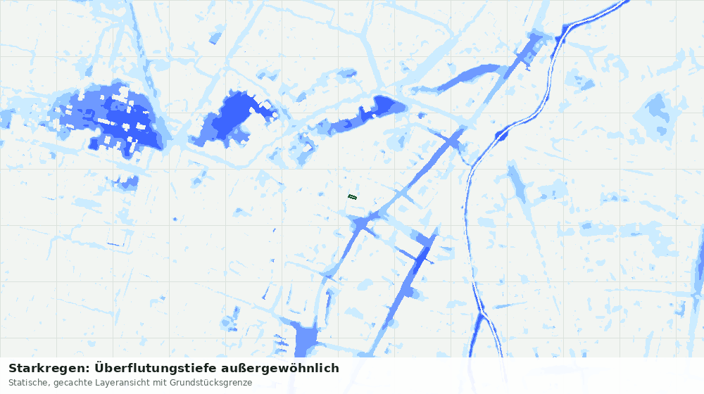 Statische Kartenansicht: Starkregen: Überflutungstiefe außergewöhnlich