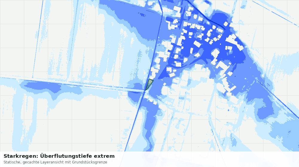 Statische Kartenansicht: Starkregen: Überflutungstiefe extrem