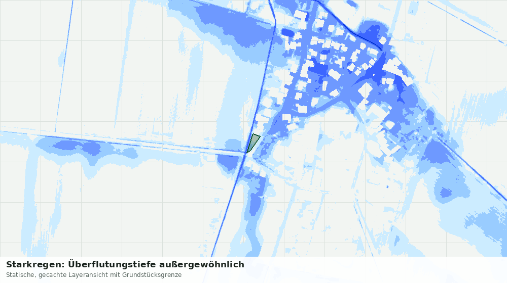 Statische Kartenansicht: Starkregen: Überflutungstiefe außergewöhnlich