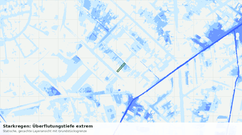 Statische Kartenansicht: Starkregen: Überflutungstiefe extrem