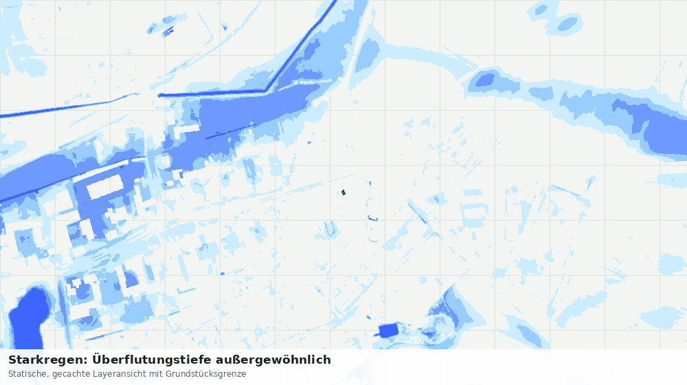 Statische Kartenansicht: Starkregen: Überflutungstiefe außergewöhnlich