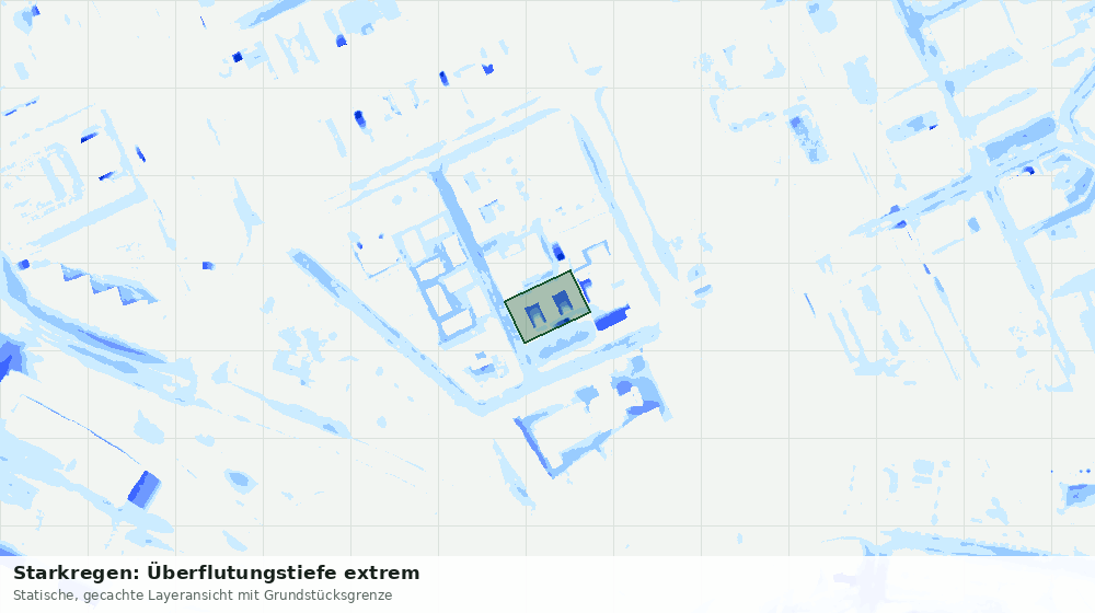 Statische Kartenansicht: Starkregen: Überflutungstiefe extrem