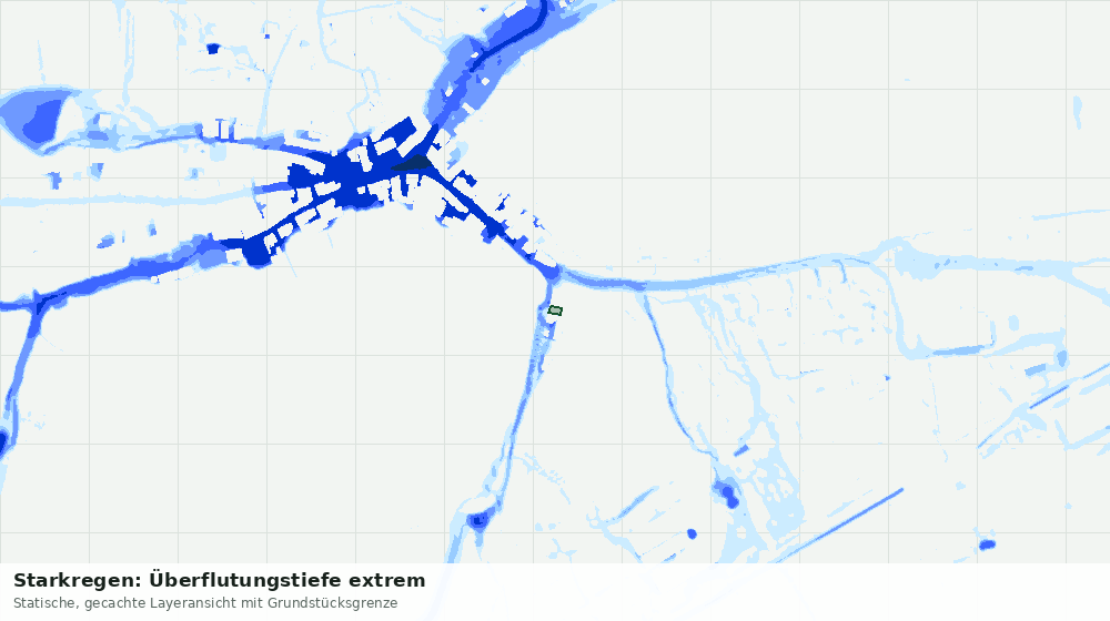 Statische Kartenansicht: Starkregen: Überflutungstiefe extrem