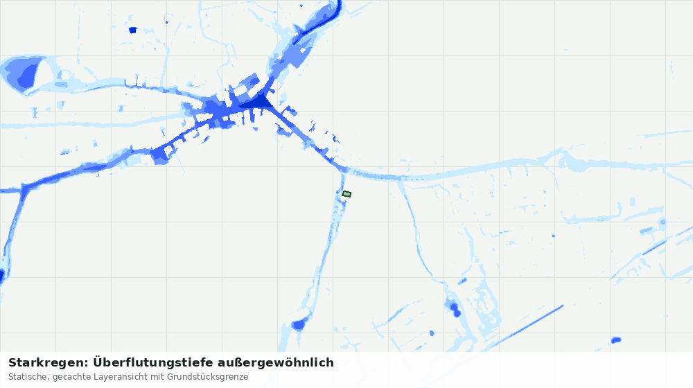 Statische Kartenansicht: Starkregen: Überflutungstiefe außergewöhnlich