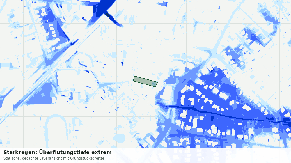 Statische Kartenansicht: Starkregen: Überflutungstiefe extrem
