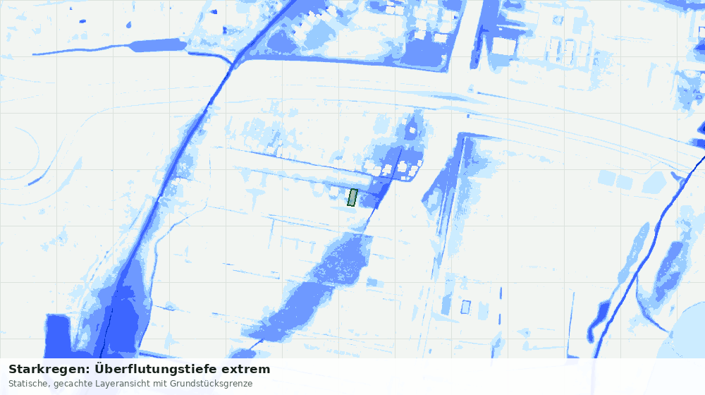 Statische Kartenansicht: Starkregen: Überflutungstiefe extrem
