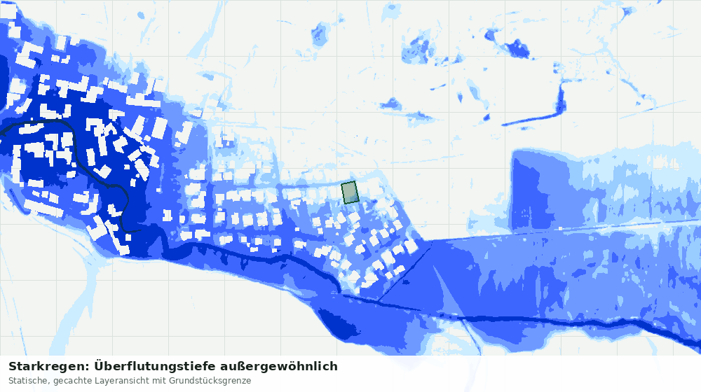 Statische Kartenansicht: Starkregen: Überflutungstiefe außergewöhnlich