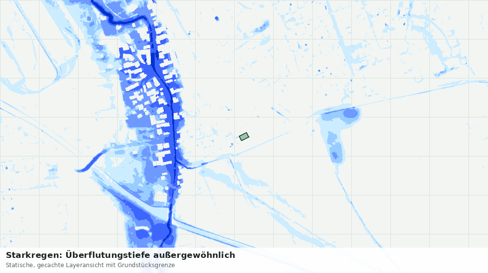 Statische Kartenansicht: Starkregen: Überflutungstiefe außergewöhnlich