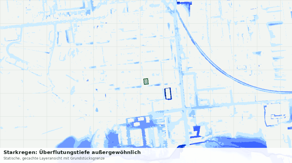 Statische Kartenansicht: Starkregen: Überflutungstiefe außergewöhnlich