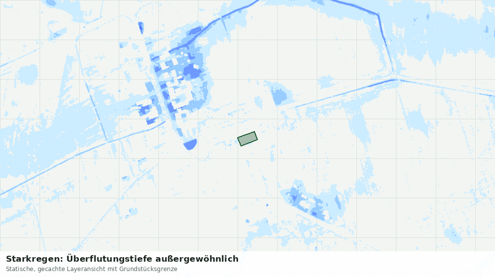 Statische Kartenansicht: Starkregen: Überflutungstiefe außergewöhnlich