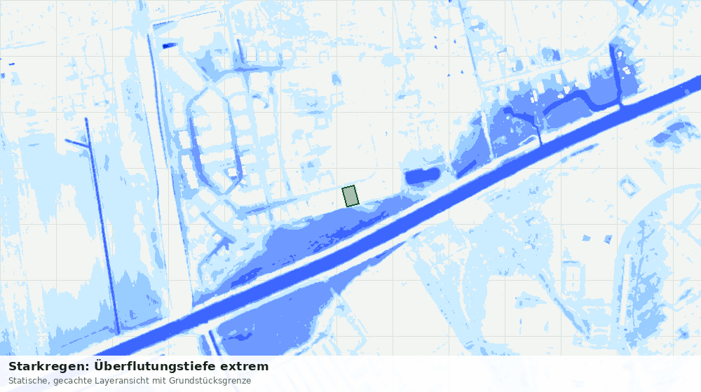 Statische Kartenansicht: Starkregen: Überflutungstiefe extrem