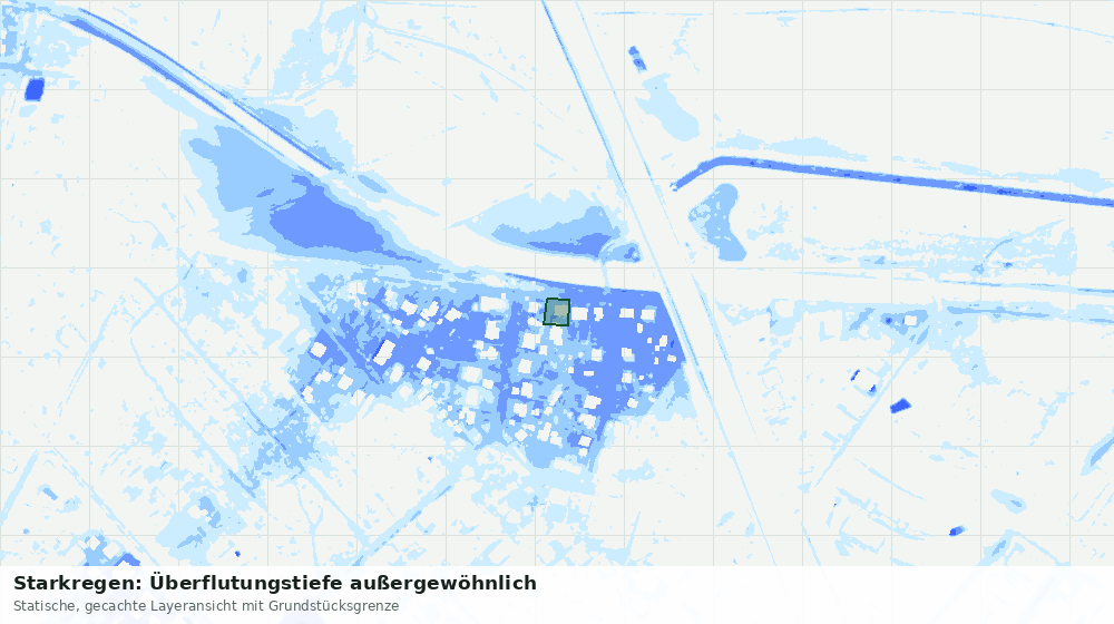 Statische Kartenansicht: Starkregen: Überflutungstiefe außergewöhnlich