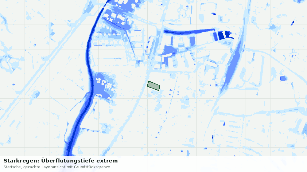 Statische Kartenansicht: Starkregen: Überflutungstiefe extrem