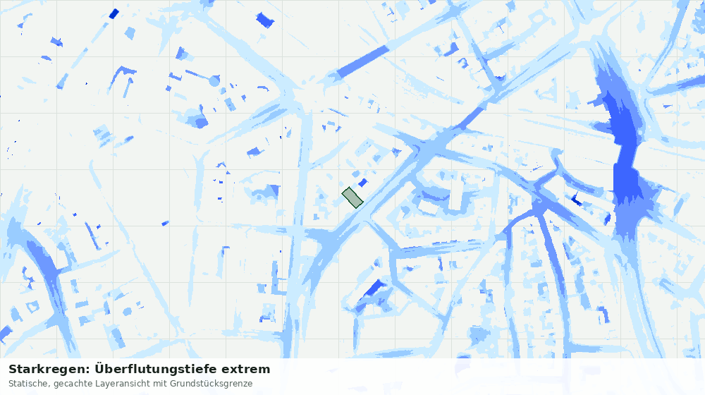Statische Kartenansicht: Starkregen: Überflutungstiefe extrem