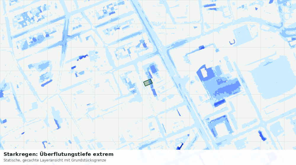 Statische Kartenansicht: Starkregen: Überflutungstiefe extrem