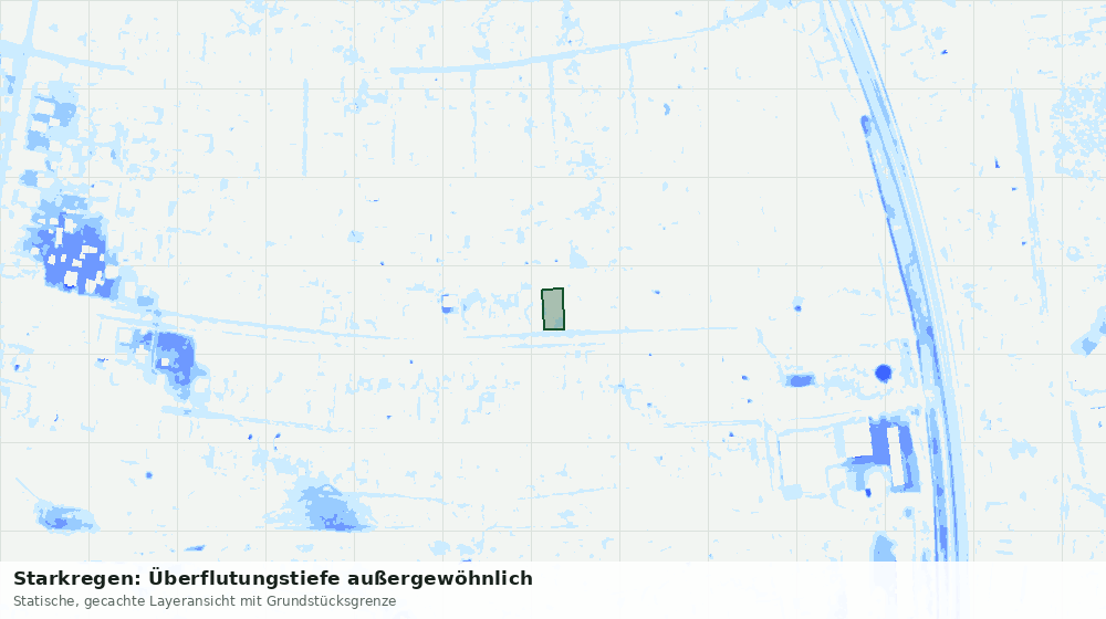 Statische Kartenansicht: Starkregen: Überflutungstiefe außergewöhnlich