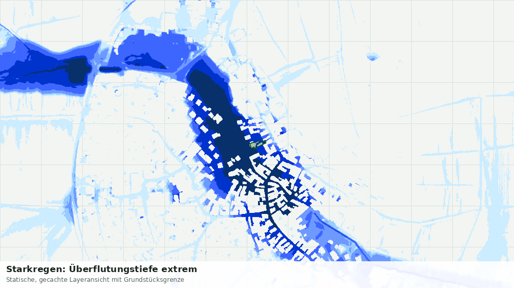 Statische Kartenansicht: Starkregen: Überflutungstiefe extrem