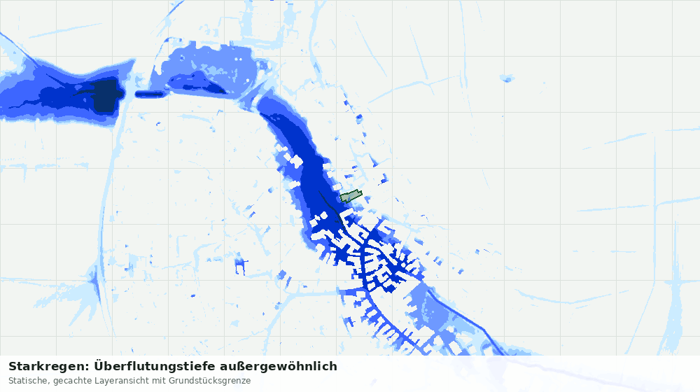 Statische Kartenansicht: Starkregen: Überflutungstiefe außergewöhnlich