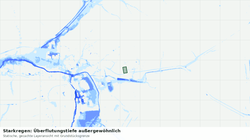 Statische Kartenansicht: Starkregen: Überflutungstiefe außergewöhnlich