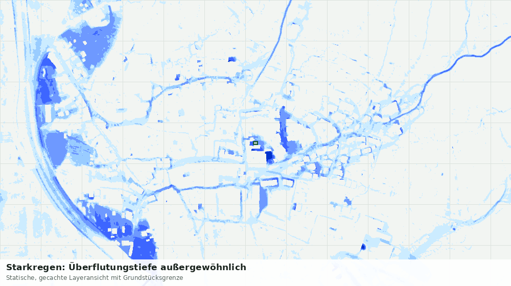 Statische Kartenansicht: Starkregen: Überflutungstiefe außergewöhnlich