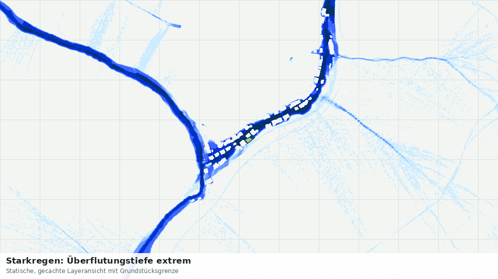 Statische Kartenansicht: Starkregen: Überflutungstiefe extrem