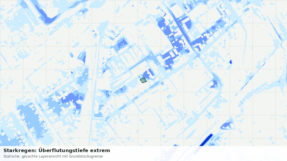 Statische Kartenansicht: Starkregen: Überflutungstiefe extrem