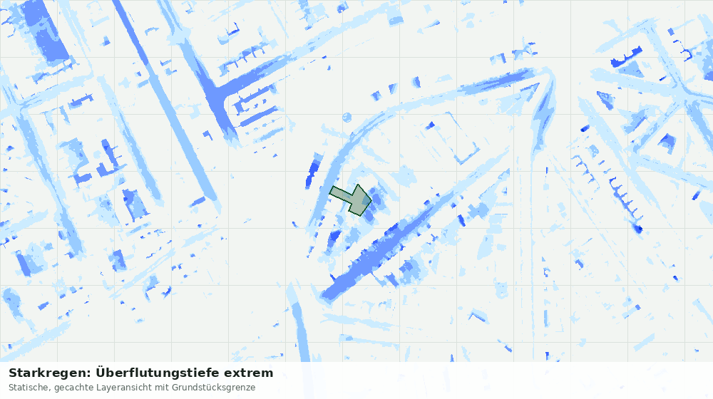 Statische Kartenansicht: Starkregen: Überflutungstiefe extrem