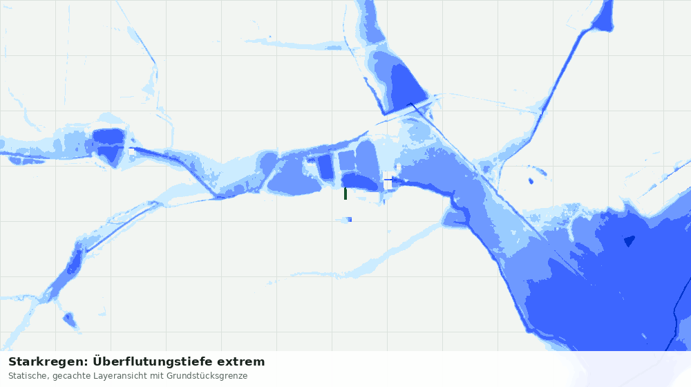 Statische Kartenansicht: Starkregen: Überflutungstiefe extrem