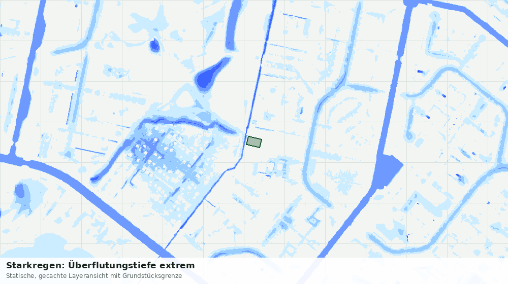 Statische Kartenansicht: Starkregen: Überflutungstiefe extrem