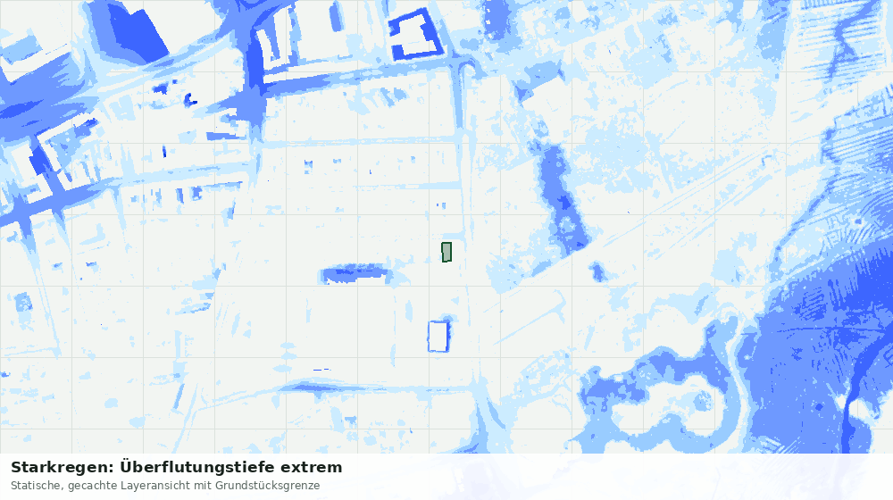 Statische Kartenansicht: Starkregen: Überflutungstiefe extrem